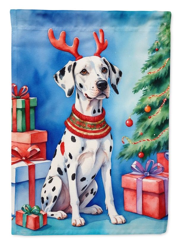 Dalmatian Christmas Reindeer Garden Flag Mailbox Flag Decorative Yard Flag Banner Outside Patio Artwork Yard Flower Beds, Garden Size, Multicolor_maomaolike.com