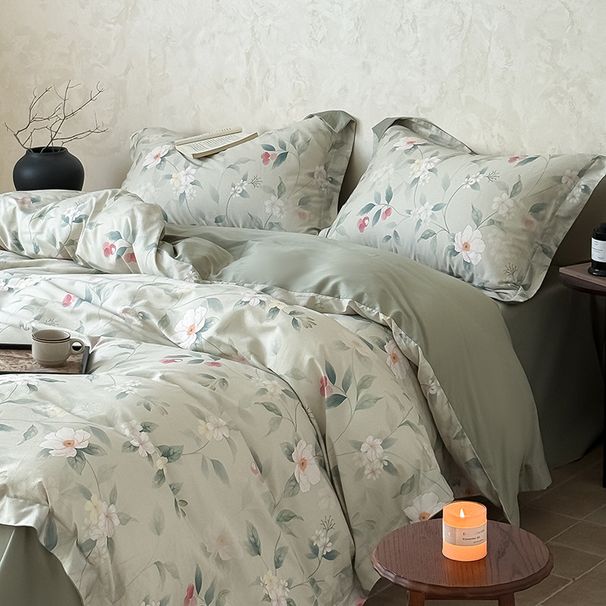 Wholesale INS Korean Style Pure Four-Piece Wide Edge Digital Print Naked Sleep All-Cotton 60s Long-Staple Cotton 4-Piece Set_maomaolike.com