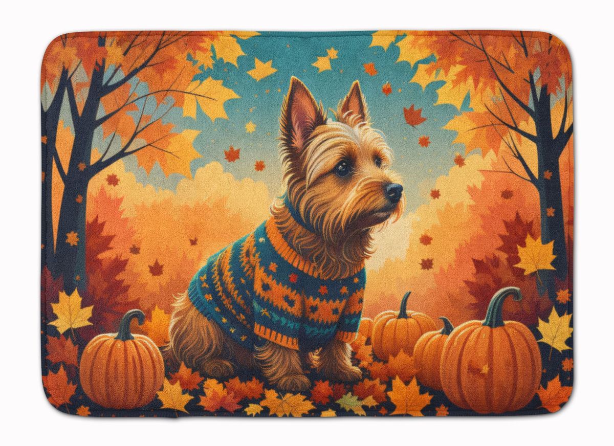 Australian Terrier Terrier Fall Memory Foam Kitchen Mat Machine Washable Anti-Fatigue Mat Cushion Comfort Bath Mat Or Kitchen Rug_maomaolike.com
