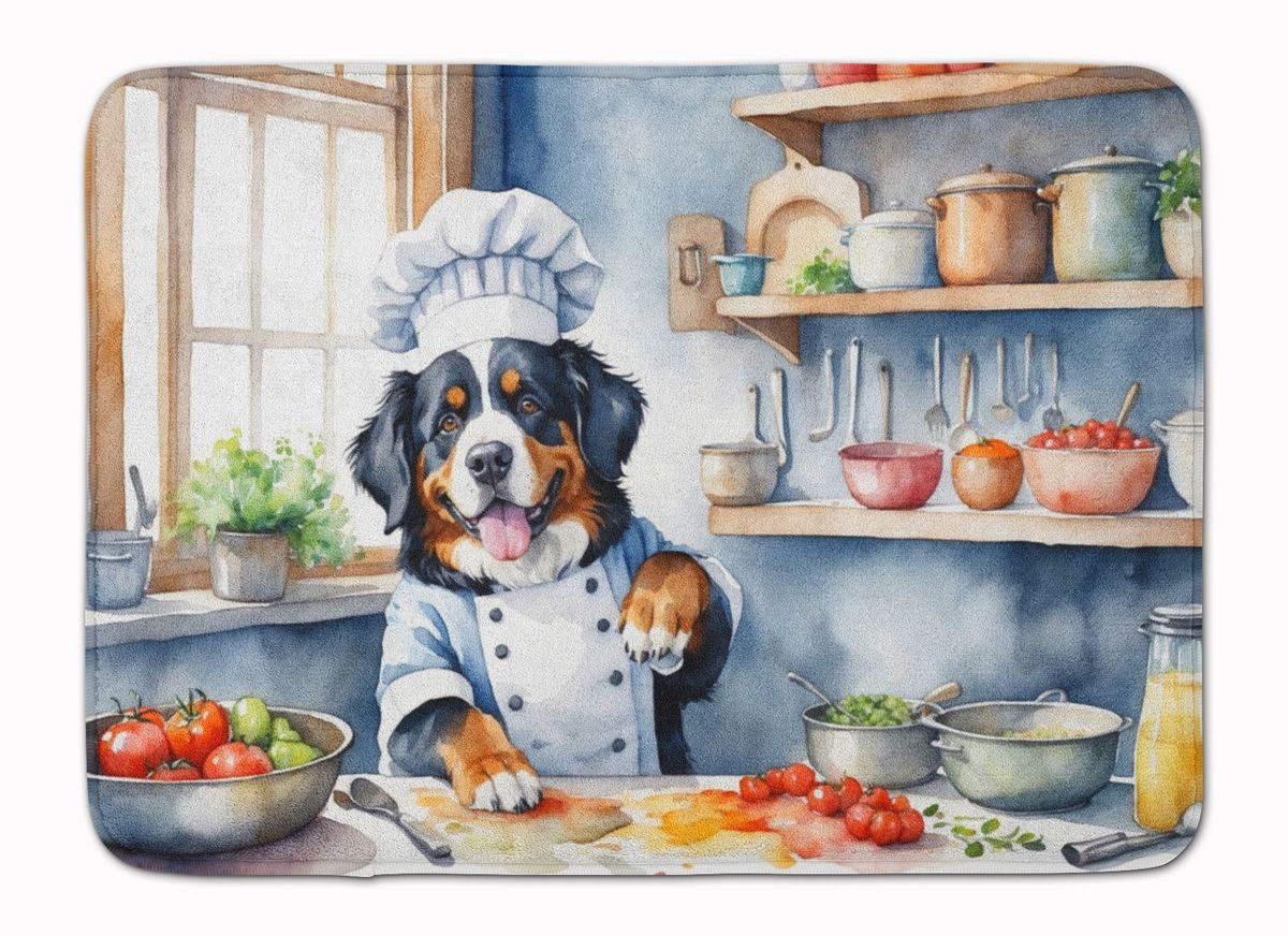 Bernese Mountain Dog The Chef Memory Foam Kitchen Mat Machine Washable Anti-Fatigue Mat Cushion Comfort Bath Mat Or Kitchen Rug_maomaolike.com