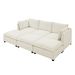 Comfy Cloud Couch Sectional 3 Seat Sofa With 2 Ottoman, Chenille Sofa Sleeper Deep Seat Sofa With Throw Pillows For Living Room(Beige White)_maomaolike.com