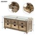 Rustic Storage Bench With 3 Drawers And 3 Rattan Baskets,Shoe Bench For Living Room,Entryway_maomaolike.com