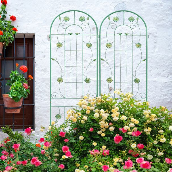 2 Pack Metal Garden Trellis 86.7" X 19.7" Rustproof Trellis For Climbing Plants Outdoor Flower Support Green_maomaolike.com