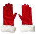 Christmas gloves Short gold silk fluff red Christmas gloves Velvet gloves_maomaolike.com