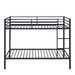 Metal Bunk Bed Twin Over Twin, Low Profile Bunk Bed Frame WithBuilt-in Ladder, High Guardrail And Metal Slats, Space-Saving Twin Size Bed Frame For Kids Teens, No Box Spring Required, Black_maomaolike.com