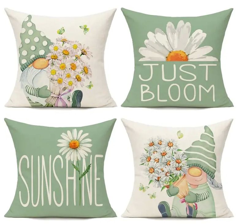 Hot Sale Spring Daisy Dwarf Pattern Living Room Bedroom Sofa Decorative Pillow Case_maomaolike.com