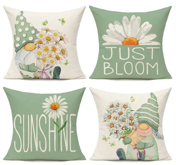 Hot Sale Spring Daisy Dwarf Pattern Living Room Bedroom Sofa Decorative Pillow Case_maomaolike.com