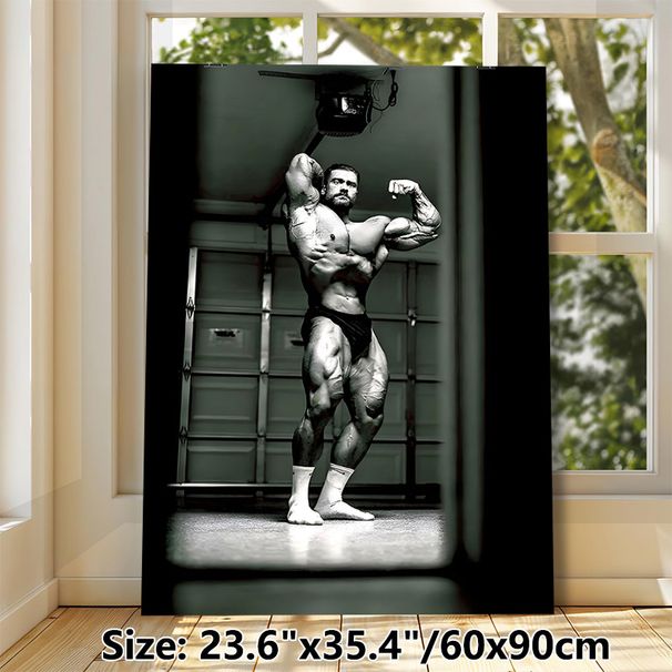 Bodybuilding Themed Painting Poster, Monochrome Realistic Muscular Athlete Poster, Motivational Wall Decor Suitable For Home Gym, Fitness Studio_maomaolike.com