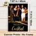 Glamorous "Inhale A Cocktail" Female Gathering Painting Poster, Elegant Golden & Black Glam Scene Poster, Stylish Lively Design Ideal For Bar, Living_maomaolike.com