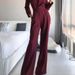 Women's long skirt jumpsuit slanted placket mid-waist temperament commuting jumpsuit_maomaolike.com