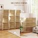 6 Panel 67" Tall Wood Privacy Screen Room Divider With 3 Shelves And Folding Storage For Bedroom, Natural Wood_maomaolike.com