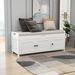 Storage Bench With 3 Shutter-shaped Doors,Shoe Bench With Removable Cushion And Hidden Storage Space_maomaolike.com