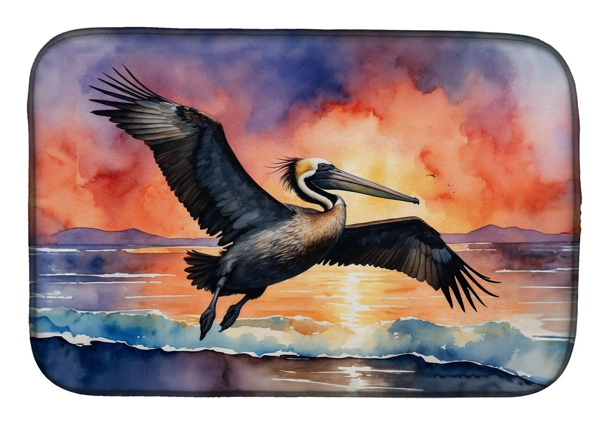 Pelican Fiery Sunset Dish Drying Mat Absorbent Dish Drying Mat Pad For Kitchen Counter Dish Drainer Mat For Countertop, 14 X 21", Multicolor_maomaolike.com