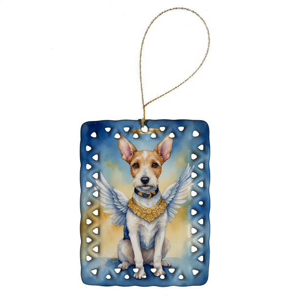 Fox Terrier My Angel Porcelain Ornament Christmas Tree Hanging Decorations For Home Christmas Holiday, Rectangle, Gift, Multicolor_maomaolike.com