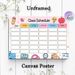 Class Schedule Painting Poster, Cute Cartoon Stationery-themed Poster, Clear Structured Layout To Organize Daily Courses Ideal For Classroom_maomaolike.com
