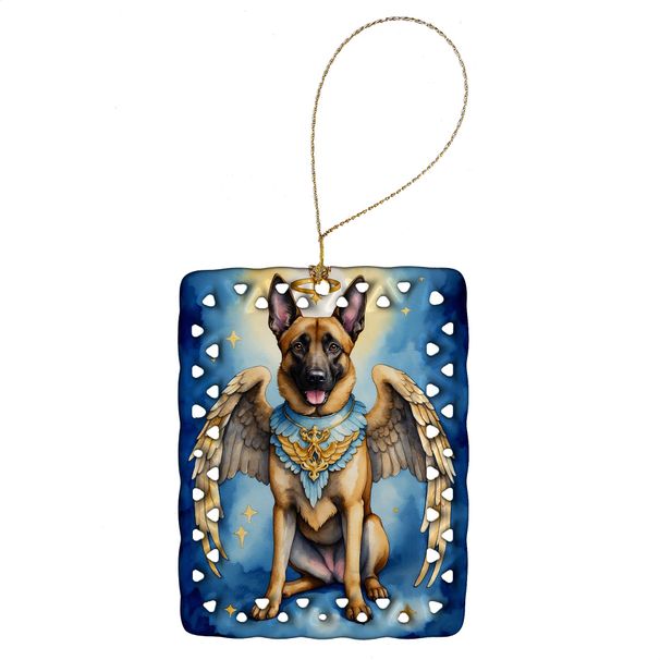 Belgian Malinois My Angel Porcelain Ornament Christmas Tree Hanging Decorations For Home Christmas Holiday, Rectangle, Gift, Multicolor_maomaolike.com