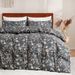 Nordic Floral Brushed Fitted Sheet Set - Premium Elastic Bed Skirt With Botanical Patterns, Ultra-Soft Microfiber_maomaolike.com