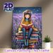 Lavender Field & Reading Girl Painting Poster, Dreamy Whimsical Illustrated Poster, Serene Glowing Floral Reading Scene Suitable For Bedroom, Reading_maomaolike.com