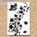 Floral & Butterfly Painting Poster, Minimalist Monochrome Silhouette Poster, Sleek Nature-inspired Decor Ideal For Living Room, Bedroom_maomaolike.com