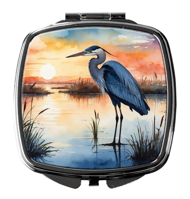 Blue Heron Setting Sun Compact Mirror Decorative Travel Makeup Mirror For Women Girls Gifts Pocket Makeup Mirror Folding Handheld_maomaolike.com