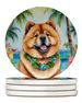 Chow Chow Luau Large Sandstone Coasters Pack Of 4 Absorbent Round Coasters Decor Gifts For Men Or Women, 4 In, Multicolor_maomaolike.com