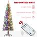 Pre-Lit Pencil Christmas Tree, Artificial Christmas Tree With Dual Color LED Lights And Branch Tips, Flocked Xmas Tree With Metal Stand For Holiday Party_maomaolike.com