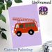 Fire Truck Themed Painting Poster, Cute Cartoon Style Red Fire Truck With Ladder Poster, Vibrant Playful Wall Decor Suitable For Living Room, Bedroom_maomaolike.com