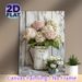 Vintage Floral Hydrangea & Daisy Painting Poster, Soft-hued Rustic Still Life Poster, Delivers Warm Tranquil Ambiance For Living Room, Bedroom, Dining_maomaolike.com