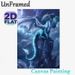 Moonlit Ice Dragon Painting Poster, Mystical Glowing Icy Dragon Perched On Rocky Peak Under Full Moon Poster, Captivating Fantasy Decor Ideal For_maomaolike.com