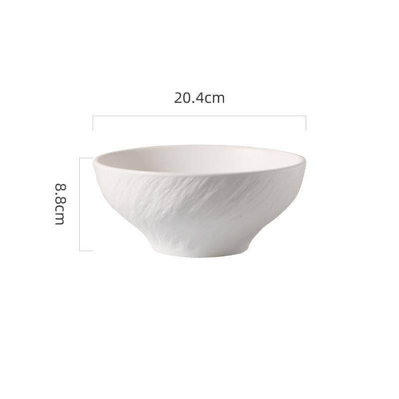 Minimalist High-End Ceramic Instant Noodle Soup Rice Salad Fruit Large Frosted Stone Pattern Bowl_maomaolike.com