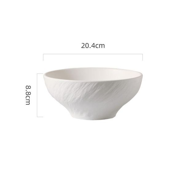 Minimalist High-End Ceramic Instant Noodle Soup Rice Salad Fruit Large Frosted Stone Pattern Bowl_maomaolike.com