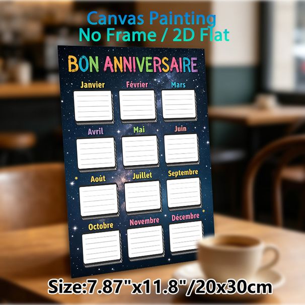 Birthday Tracker Painting Poster, Vibrant Starry-Themed Poster, Practical Design To Record Monthly Birthdays, Ideal For Office Or Community Spaces_maomaolike.com