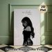 Monochrome Female Portrait Painting Poster, Elegant Black-and-white Portrait With Minimalist Line Art Floral Accents Poster, Sophisticated Wall Decor_maomaolike.com