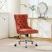 A&A Furniture Office Chair,Modern Chenille Upholstered Tufted Button Home Office Chair With Chrome Metal Base,Adjustable Desk Chair Swivel Office Chair Orange_maomaolike.com