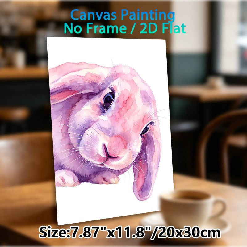 Pastel Rabbit Painting Poster, Soft Watercolor Pink & Purple Bunny Portrait Poster, Gentle Calming Decor Ideal For Bedroom, Living Room And Cozy_maomaolike.com