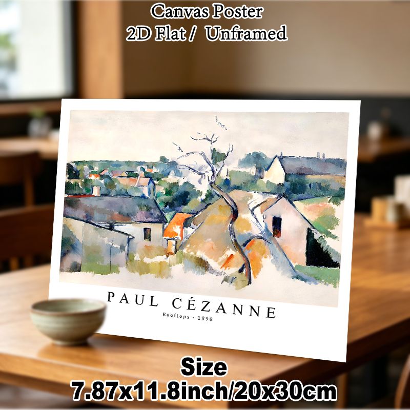 Rooftops Themed Painting Poster, Soft-hued Impressionist Village Rooftops Scene Poster, Timeless Classic Art Print Suitable For Living Room, Study And_maomaolike.com