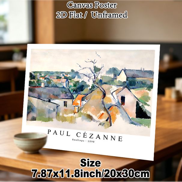 Rooftops Themed Painting Poster, Soft-hued Impressionist Village Rooftops Scene Poster, Timeless Classic Art Print Suitable For Living Room, Study And_maomaolike.com