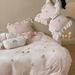 Wholesale Korean Style Princess Lace Milk Velvet Double-Sided Coral Fleece Thickened Warm Flannel Four-Piece Set_maomaolike.com