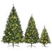 8FT, 6FT, 4FT Pre-Lit Green Pine Artificial Christmas Tree, Set Of 3 Hinged Xmas Trees With 820 Warm-Yellow LED Lights And 2539 Branch Tips, Holiday Decoration For Home,Office And Party_maomaolike.com