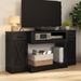 Farmhouse TV Stands, Media Console Table With Adjustable Shelves & Double-door, Entertainment Center For TVs Up To 75'', 3-in-1 TV Cabinet For Living Room, Bedroom, Study Room, Black_maomaolike.com