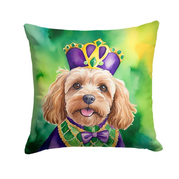 Cockapoo King Of Mardi Gras Throw Pillow Machine Washable, Indoor Outdoor Decorative Pillow For Couch, Bed Or Patio, 14Hx14W_maomaolike.com