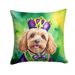 Cockapoo King Of Mardi Gras Throw Pillow Machine Washable, Indoor Outdoor Decorative Pillow For Couch, Bed Or Patio, 14Hx14W_maomaolike.com