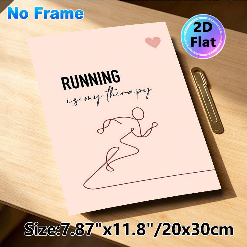 Running Themed Painting Poster, Minimalist Line Art & Typography Poster, Featuring "Running Is My Therapy" Quote, Ideal For Gym, Home Wall Decor_maomaolike.com