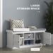 Shoe Storage Bench With Cushioned Seat, Entryway Bench Seat With 2 Cabinets And Adjustable Shelf For Hallway, White_maomaolike.com