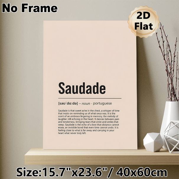 Saudade Definition Painting Poster, Minimalist Typographic Text Art Poster, Thought-provoking Emotional Word Description, Ideal For Bedroom And Living_maomaolike.com
