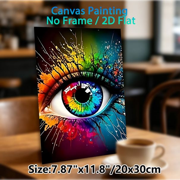 Rainbow Eye Painting Poster, Vibrant Abstract Splash Art Poster, Eye-catching Colorful Eye Design With Paint Splatters, Ideal Artistic Decor For_maomaolike.com