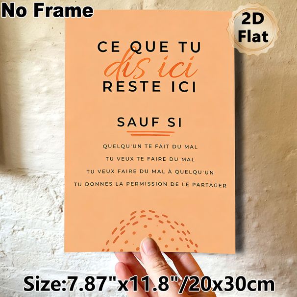 French Quote Painting Poster, Warm-toned Minimalist Typographic Poster, Meaningful Privacy & Boundary-focused Decor Ideal For Counseling Room, Living_maomaolike.com