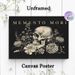 Memento Mori Skull & Floral Painting Poster, Vintage Monochrome Detailed Skull With Wild Floral Illustration Poster, Thought-provoking Wall Art For_maomaolike.com