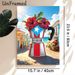 Puerto Rican Themed Painting Poster, Vibrant Tropical Moka Pot With Hibiscus & Coastal Town Poster, Cultural Decorative Piece Suitable For Café_maomaolike.com