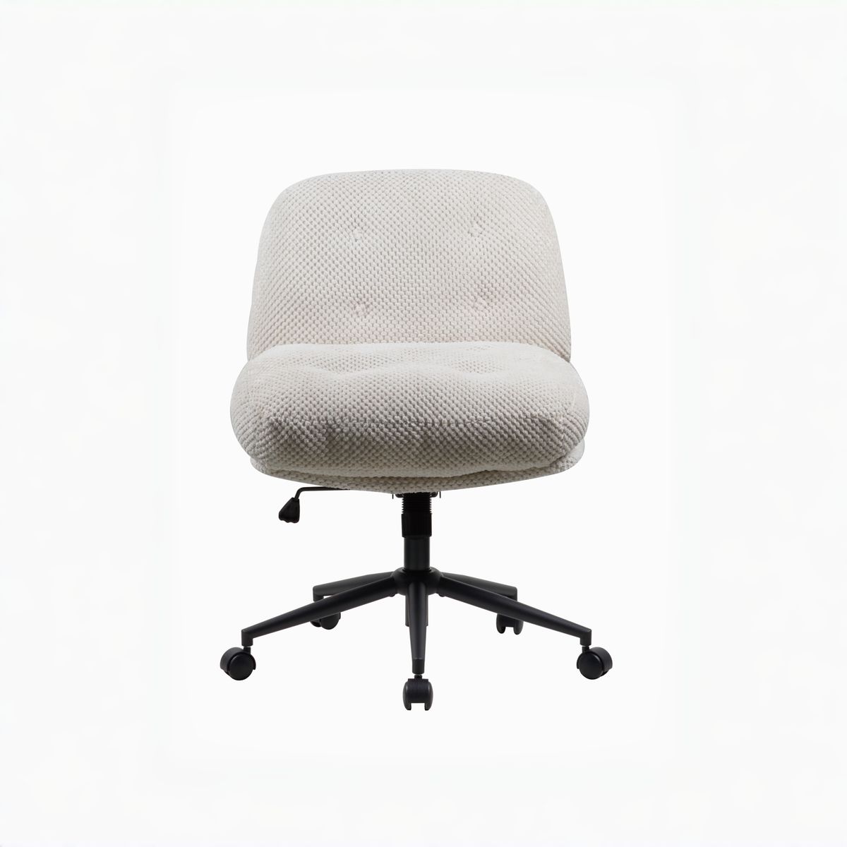 Cross Legged Office Chair On Wheels Adjustable Swivel Wider & Thickened, Ergonomic Desk Chair For Home Office, Vanity,White_maomaolike.com